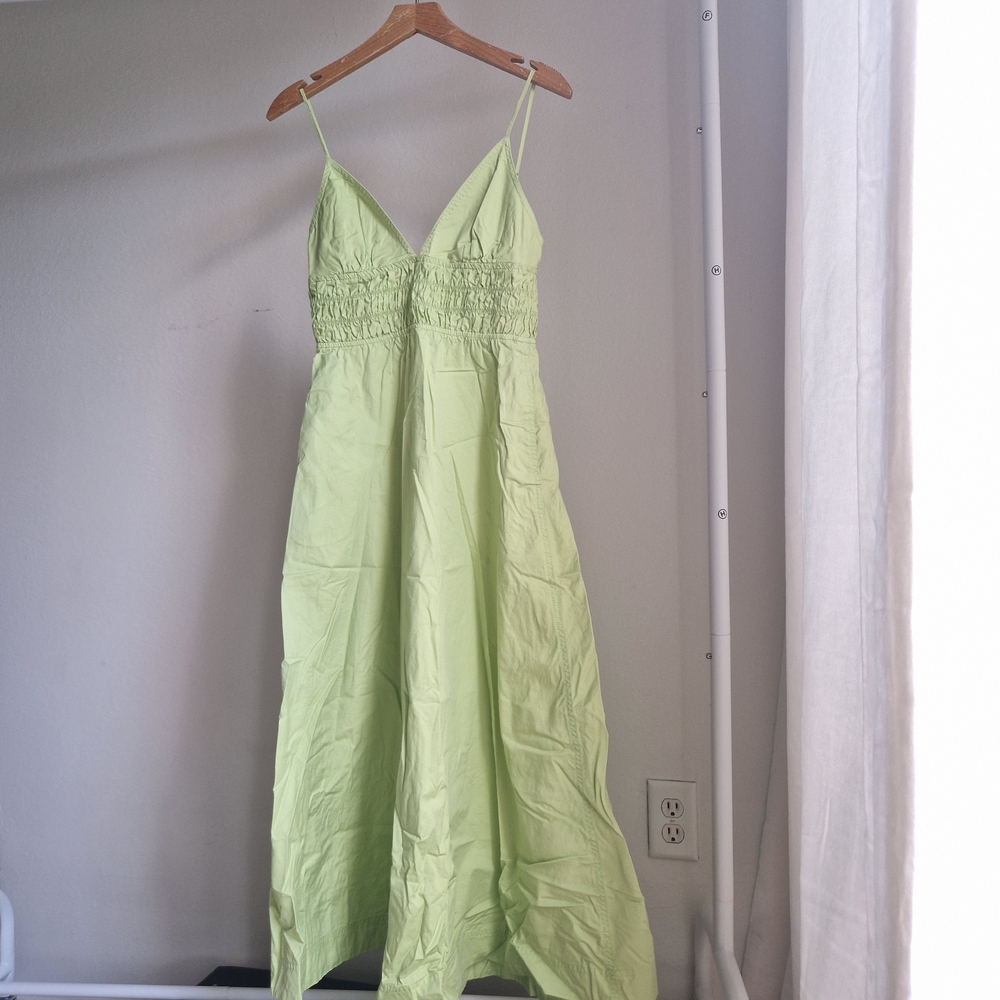 Zara Light Green Poplin Midi Dress